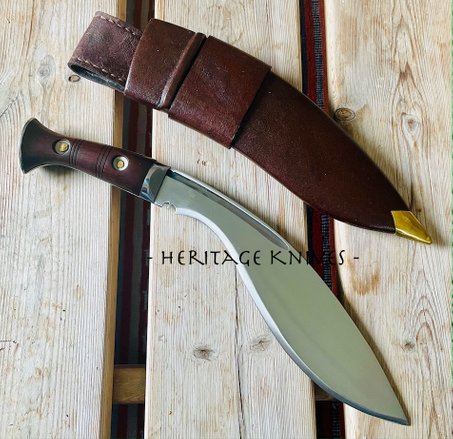 Heritage Knives Nepal, M43 Kukri, Fat, tank crew. Kukri, Khukuri, Khukri, Handforged in the himalayas. Based on the antique pattern and an ideal knife for outdoor use in nature, camping, bushcraft, hunting, military, army . Oil quenched, heat treat and quality materials. Kilatools.com