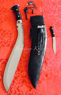 Handmade anvil forged high quality Semi custom Kukri Khukuri knife and knives made in the himalayas of Nepal by traditional gurkha black smiths following traditional arts and modern western science of blade making. Heritage Knives by Kilatools.com always uses new imported international standard high carbon steel of 5160 grade as a professional blademaker, knifemaker we respect the raw material, focus on quality, implement innovation and respect our heritage as humans and warriors of ancient blood. Our Knife are functional and great for bushcraft, camping, outdoor, martial arts, military and civilians in nature. International quality, oil quenched, superior heat treat and made as per western standards of professional black smithing knowledge. Retail, production, manufacturer, export, import, buy, sell, custom design. 20th century official standard issue reproduction Kukri and Khukuri knife, which are considered the best of the best by professional user review. Gurkha Rifles, Gorkha Regiment, Quality always wins. Nepal, India, UK. We ship to all locations of the World. 