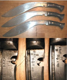 CO, IIG, 1918, 1917, Mark 2, MK 1, Mk 2. WW1 gurkha military khukuri. The Kukri by John Powell knife research book Heritage Knives Nepal Khukuri history and heritage. Article, Image, photo, articles, book, research, antiques, reproduction, gurkha rifles, gorkha regiment, british army, indian military, nepal army, world war 1, 2. WW1, WW2, JP. kilatools. 19th and 20th century issue, traditional kothimora. Bushcraft, utility, camping, manufacturer, producer, retail, seller, export of high quality blades genuine authentic gurkha knife, antique viking himalayas hillmen warrior soldier, hanshee, budhume, bhojpure, sirupate, style, design, pattern, kami, black smith.