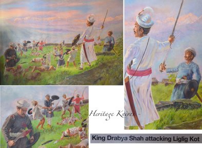 King Dravya Shah of Gorkha. The Kukri by John Powell knife research book Heritage Knives Nepal Khukuri history and heritage. Article, Image, photo, articles, book, research, antiques, reproduction, gurkha rifles, gorkha regiment, british army, indian military, nepal army, world war 1, 2. WW1, WW2, JP. kilatools. 19th and 20th century issue, traditional kothimora. Bushcraft, utility, camping, manufacturer, producer, retail, seller, export of high quality blades genuine authentic gurkha knife, antique viking himalayas hillmen warrior soldier, hanshee, budhume, bhojpure, sirupate, style, design, pattern, kami, black smith. 
